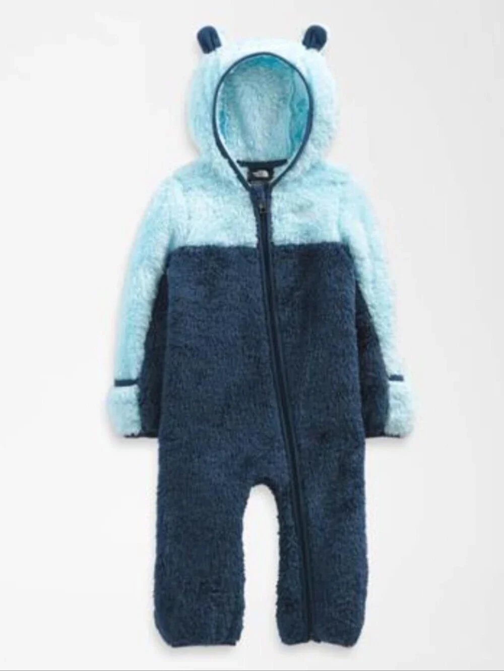 NWT The North Face Baby Bear Fleece Hooded One-Piece Suit - Shady Blue - Onesie